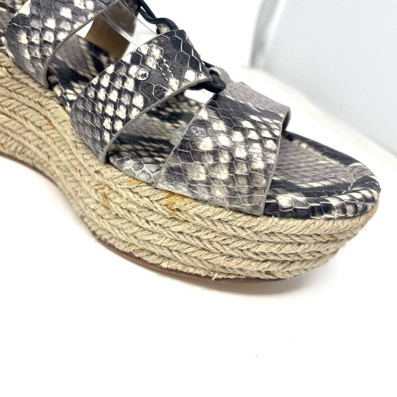 MICHAEL KORS Brown Gray Snake Print Sofia Espadrille Wedge Platform High Heels - Picture 4 of 11